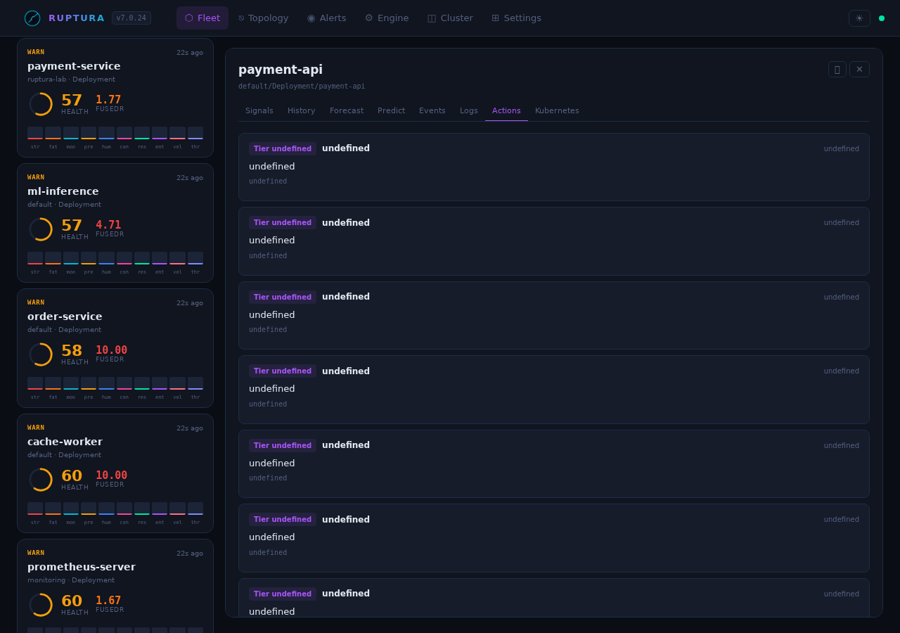 Actions tab — suggested remediations with approve/reject controls